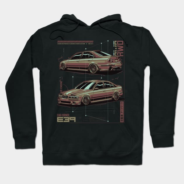 EDM - E39 M5 - CarCorner Hoodie by CarCorner - Automotive Artwork